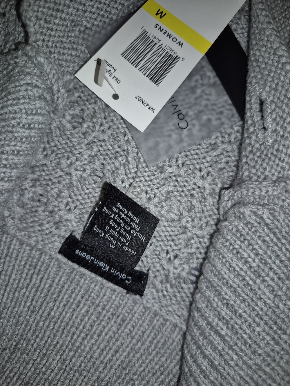 Calvin Klein Women’s Light Gray Cable Knit Sweater